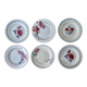 6 antique flat plates, floral decoration, 22.5 cm