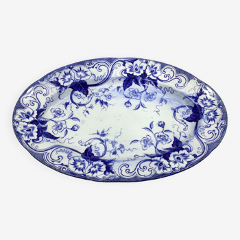 Plat ovale en faience modèle Flora Creil et Montereau