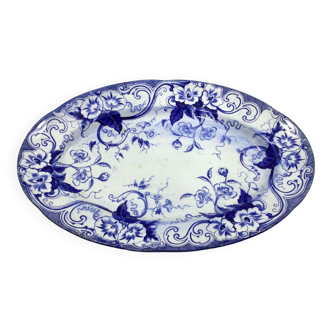 Plat ovale en faience modèle Flora Creil et Montereau