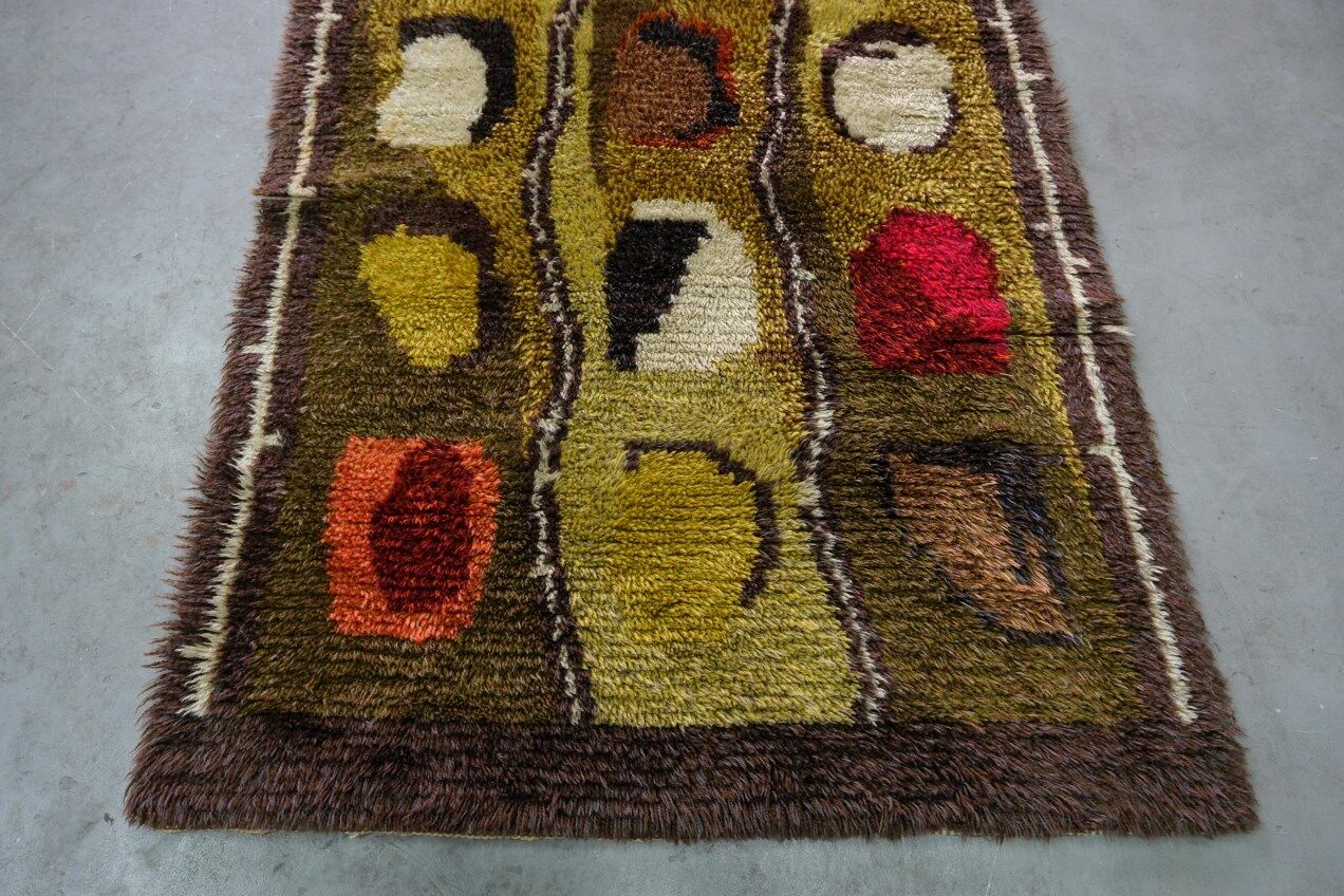 Scandinavian Hand-Knotted Woolen Rya Rug, Sweden, 1960s