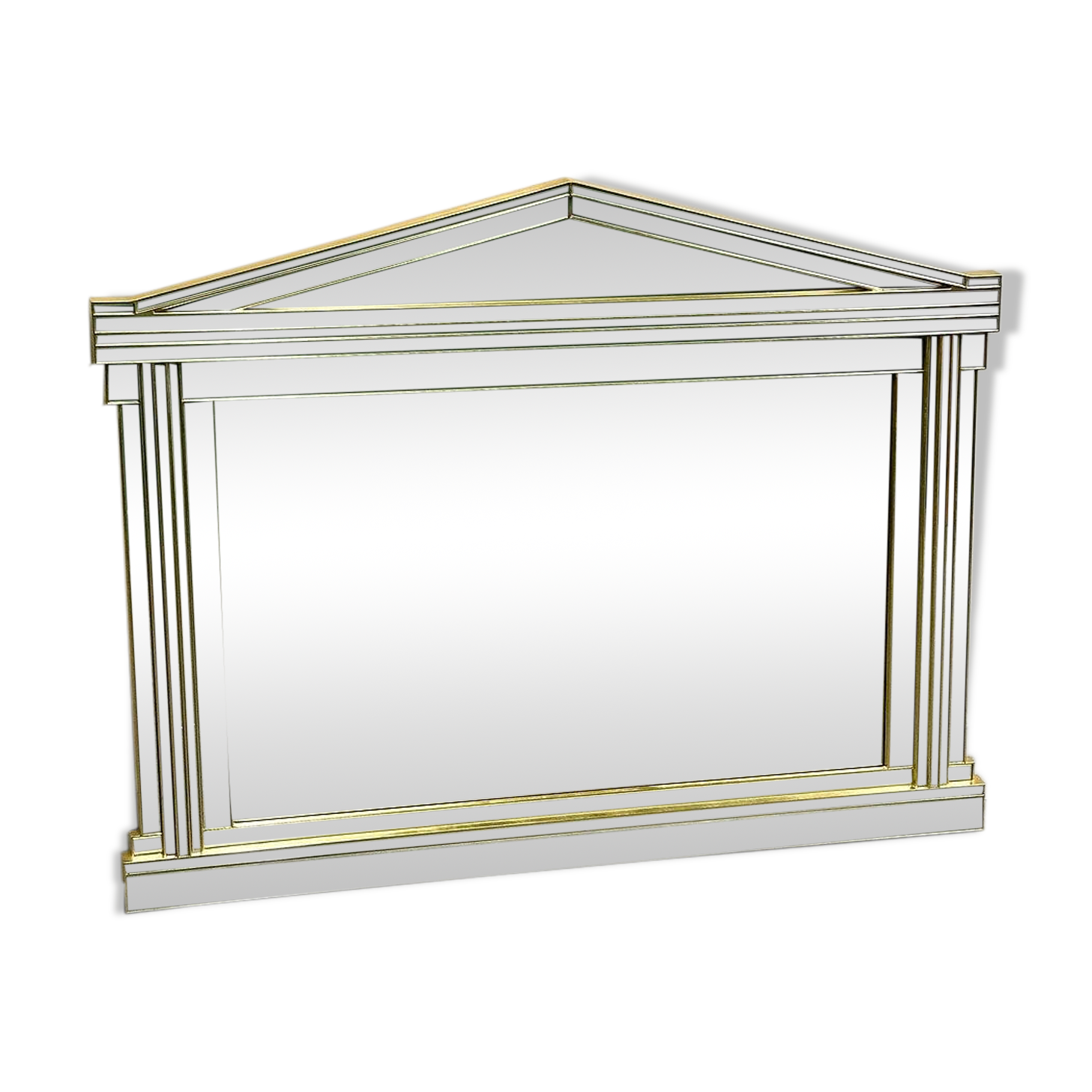 Large vintage horizontal Hollywood Regency mirror by De Knudt, Belgium 1980s.