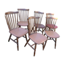 Lot de 6 chaises style western bistrot bois 1960