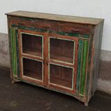 Glazed wooden sideboard with 2 doors