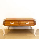 Table basse vintage en teck avec pieds en acier