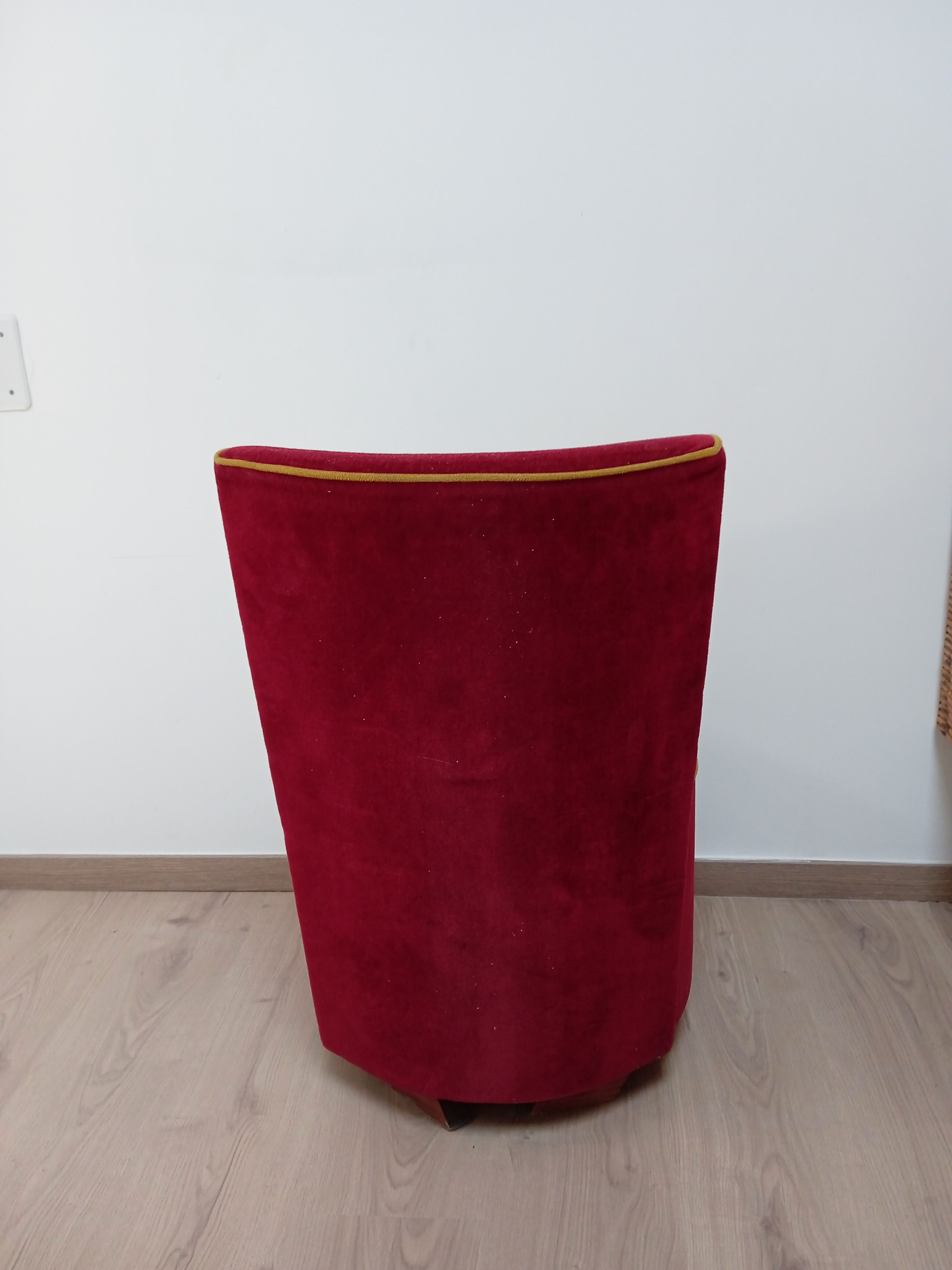 Pair of cabaret armchairs red velvet gold border