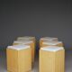 6 minimalist plywood stools with cushions, 1990s
