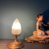 Lampe flamme Art Déco verre dépoli 1920-1930