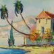 huile sur toile 1950 signée Lutz paysage côtier