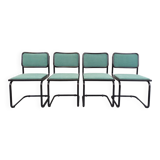 Set of 4 vintage Marcel Breuer Cesca B32 Bauhaus style chairs in black metal, black wood and v fabric