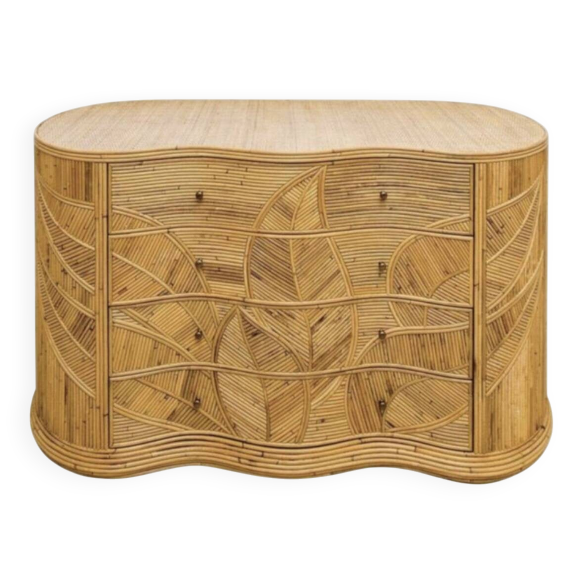 Commode « feuilles » en rotin