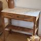 Old solid wood console with marble - 1 drawer
