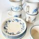 Vintage Staffordshire coffee set – blue grape decor – 1970s