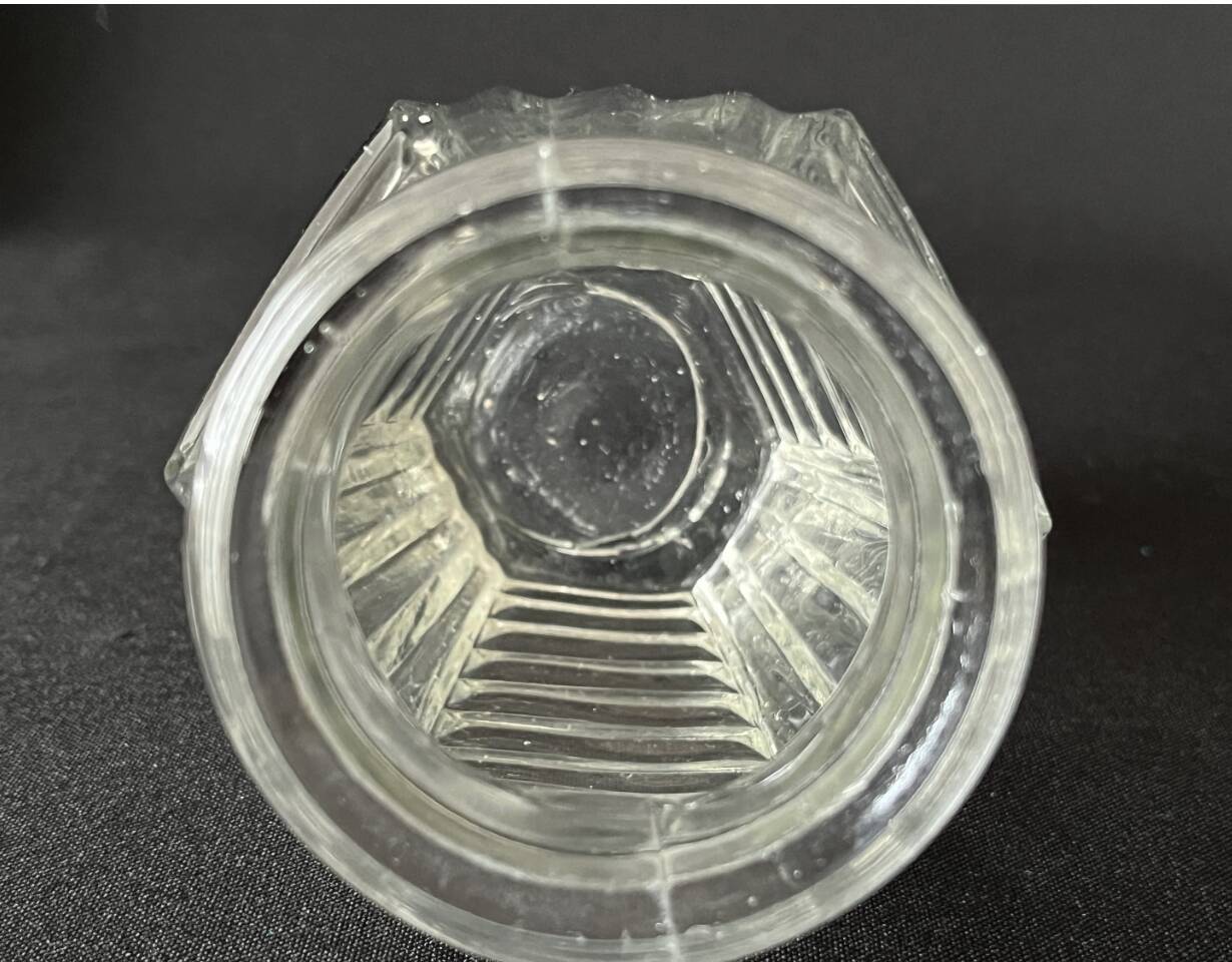 Art Deco geometric pattern glass hyacinth vase, 1930