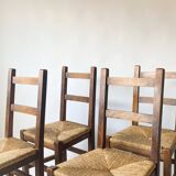 4 wooden and straw country chairs