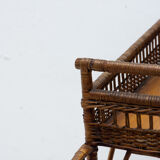 Mid century wicker and beech plant stand, 1960´s, Central Europe