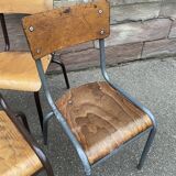 20 vintage mismatched industrial chairs school MULLCA tube & wood