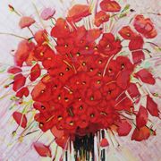 Michel Henry : Bouquet de coquelicots, sérigraphie originale signée