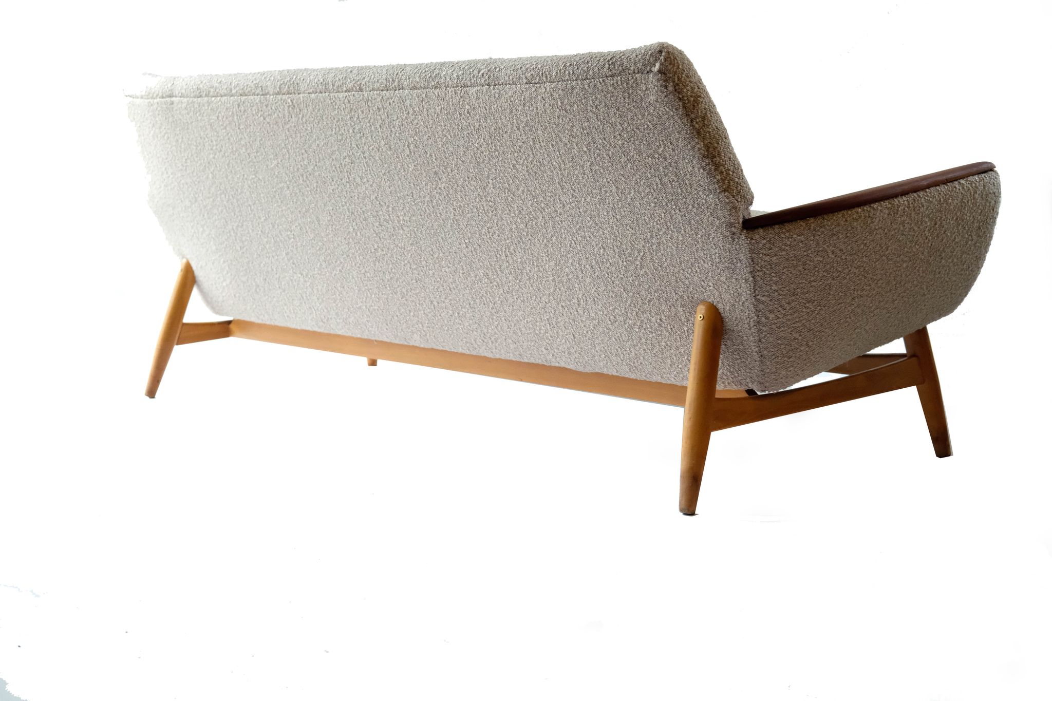 Mid-century scandinavian 3-seater sofa made of teak & boucle, norway 1970's