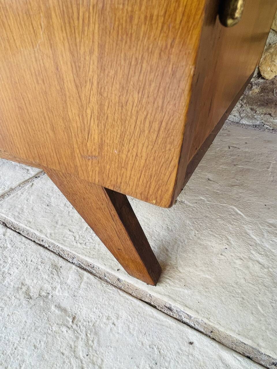Vintage storage furniture in flame-figured oak, by Gillard Bourdin, circa 196.