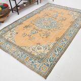 6x9 Shades Of Orange & Blue Vintage Rug, 186x289Cm