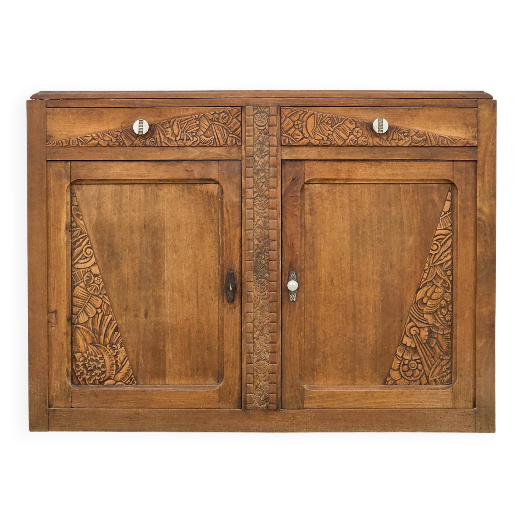 Buffet en bois massif Art Déco des années 1930