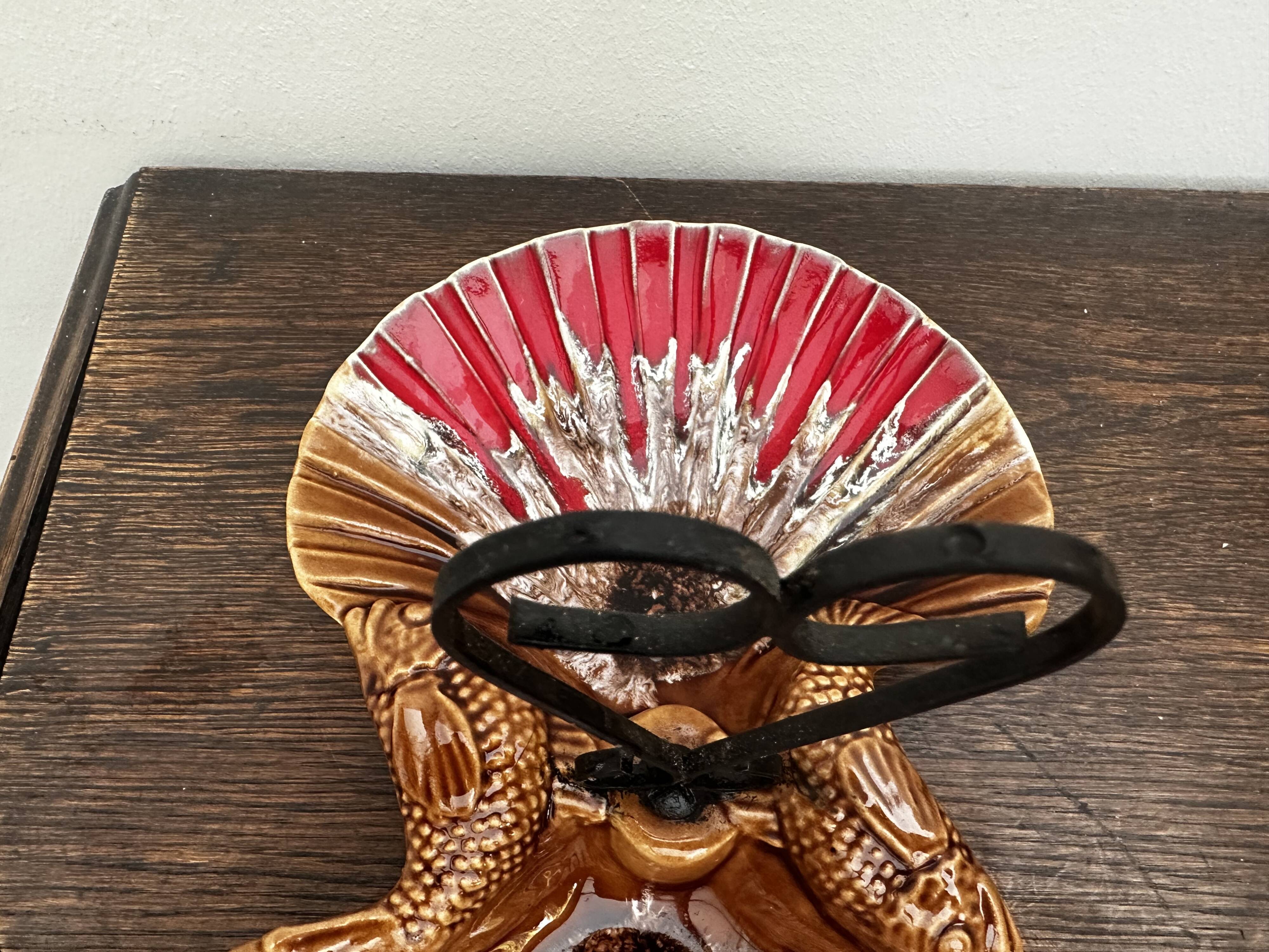Ceramic hors d'oeuvre server Vallauris shell slipware fish