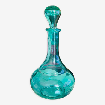 Carafe vintage en verre turquoise