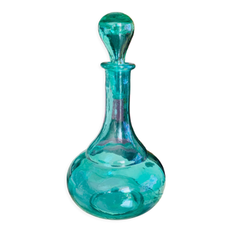 Carafe vintage en verre turquoise