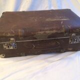 Small suitcase vintage wood and cardboard