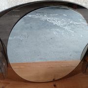 Round mirror 70s smoked glass, 2 appliques