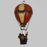 Voluptuous wooden hot air balloon, interior design, eighties