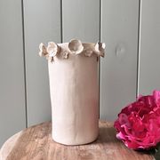 Stoneware vase with relief flowers