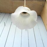 Art deco suspension in white opaline glass