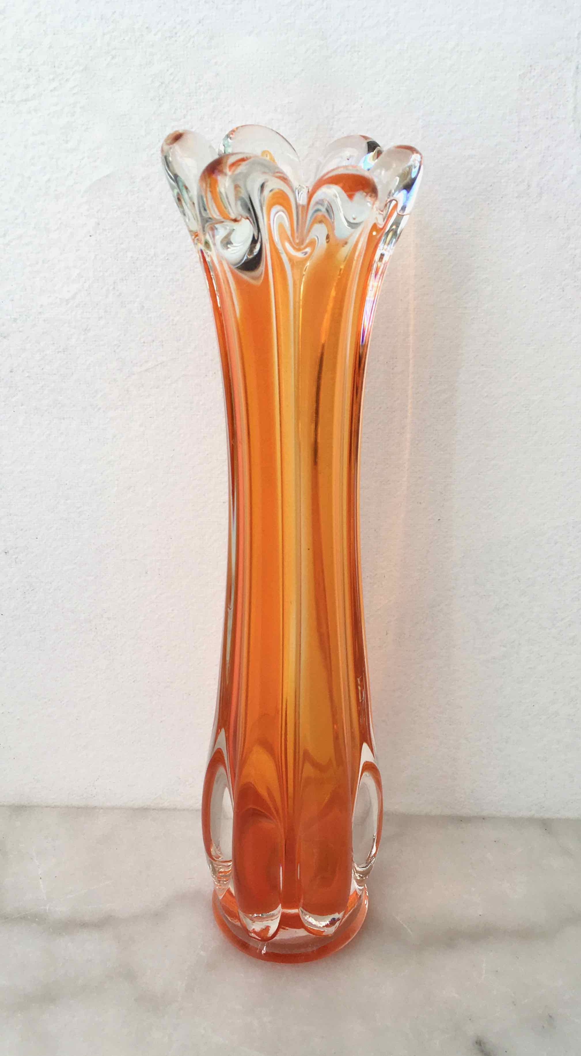Vintage orange soliflore vase