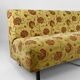 Banquette à tissu floral jaune et rouge, France, circa 1960