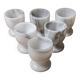 Ensemble de 6 coquetiers en marbre vintage gris et blanc – Sculptés à la main, vaisselle italienne des années 50