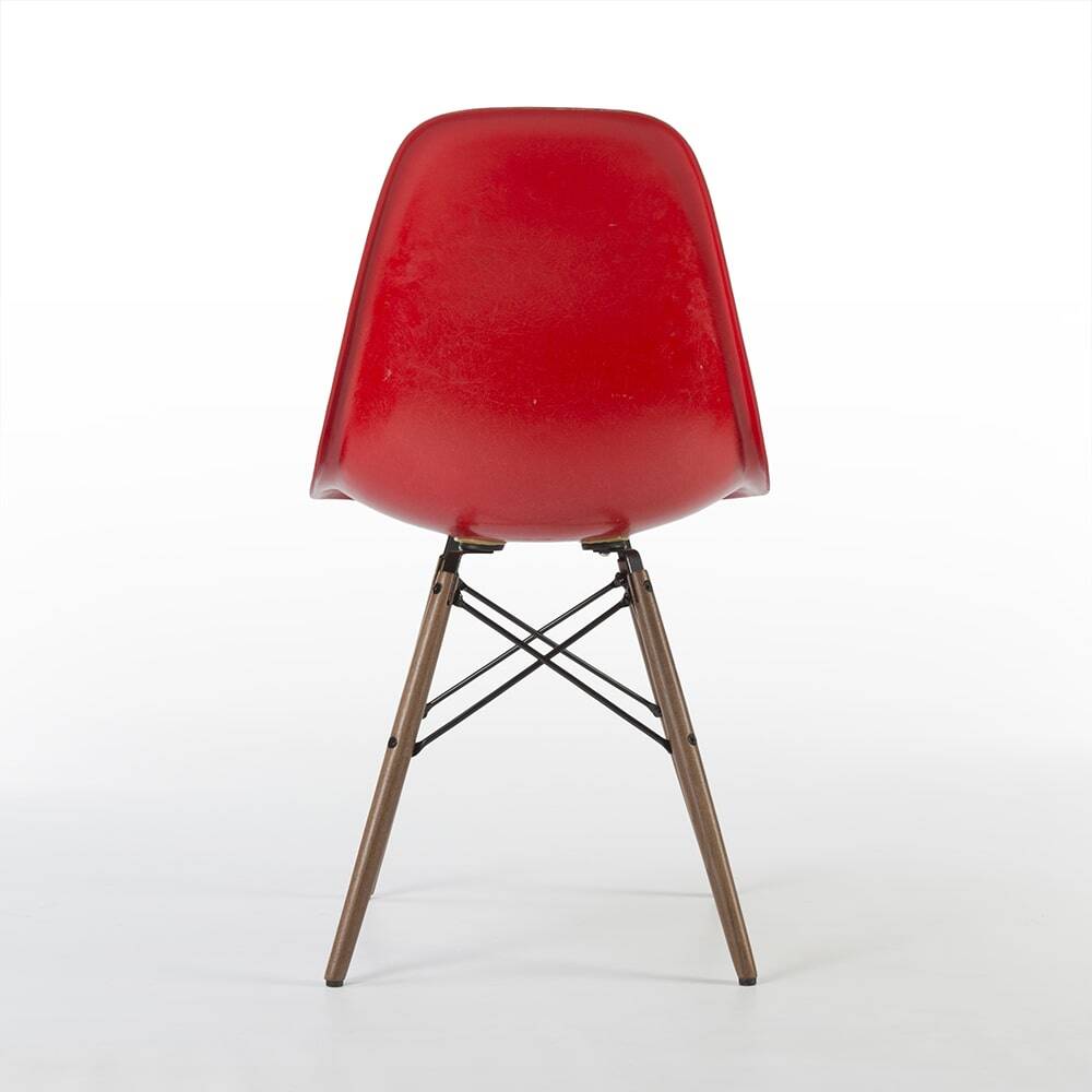 Red Herman Miller Original Eames DSW Dining Side Shell Chair
