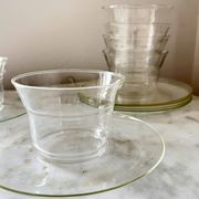 Vintage Jena Borosilicate Glass Tea Cups Set of 6 + Saucers,  GDR, 1960s