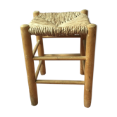 Wood and straw stool