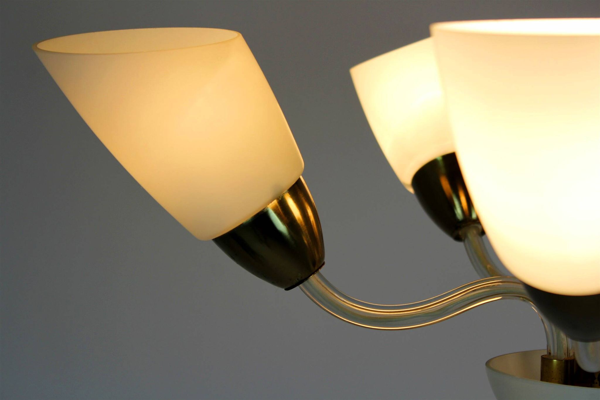 Mid-century steel & glass pendant lamp, 1960s