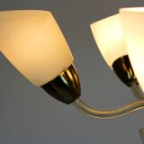 Mid-century steel & glass pendant lamp, 1960s