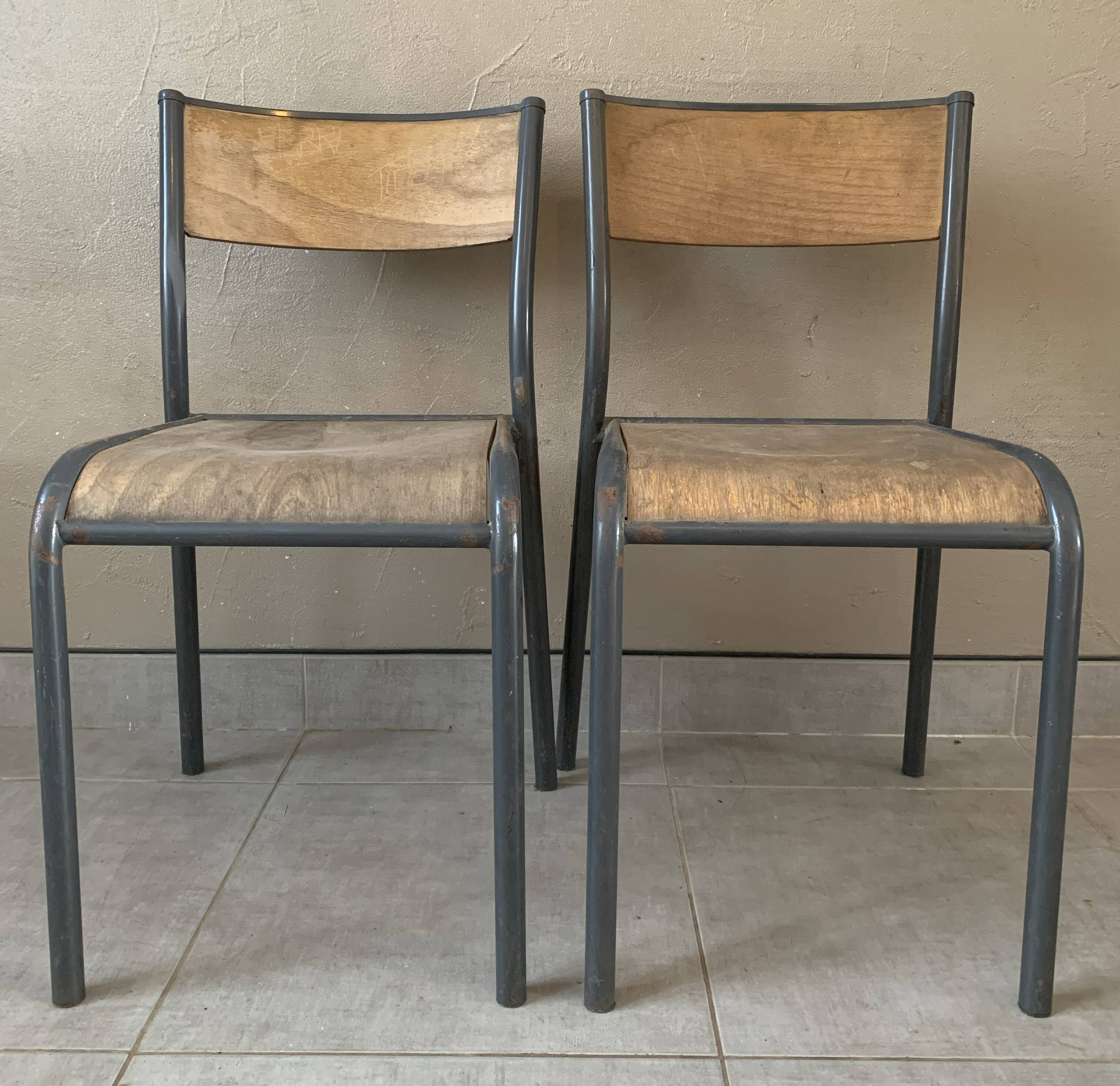 Set de 2 chaises d'école vintage Mullca 510