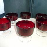 6 Vintage Luminarc Cups Ruby Color