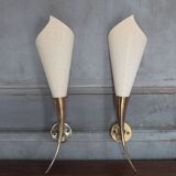 Pair of brass and perforated metal wall lights, wall sconce, decorative
