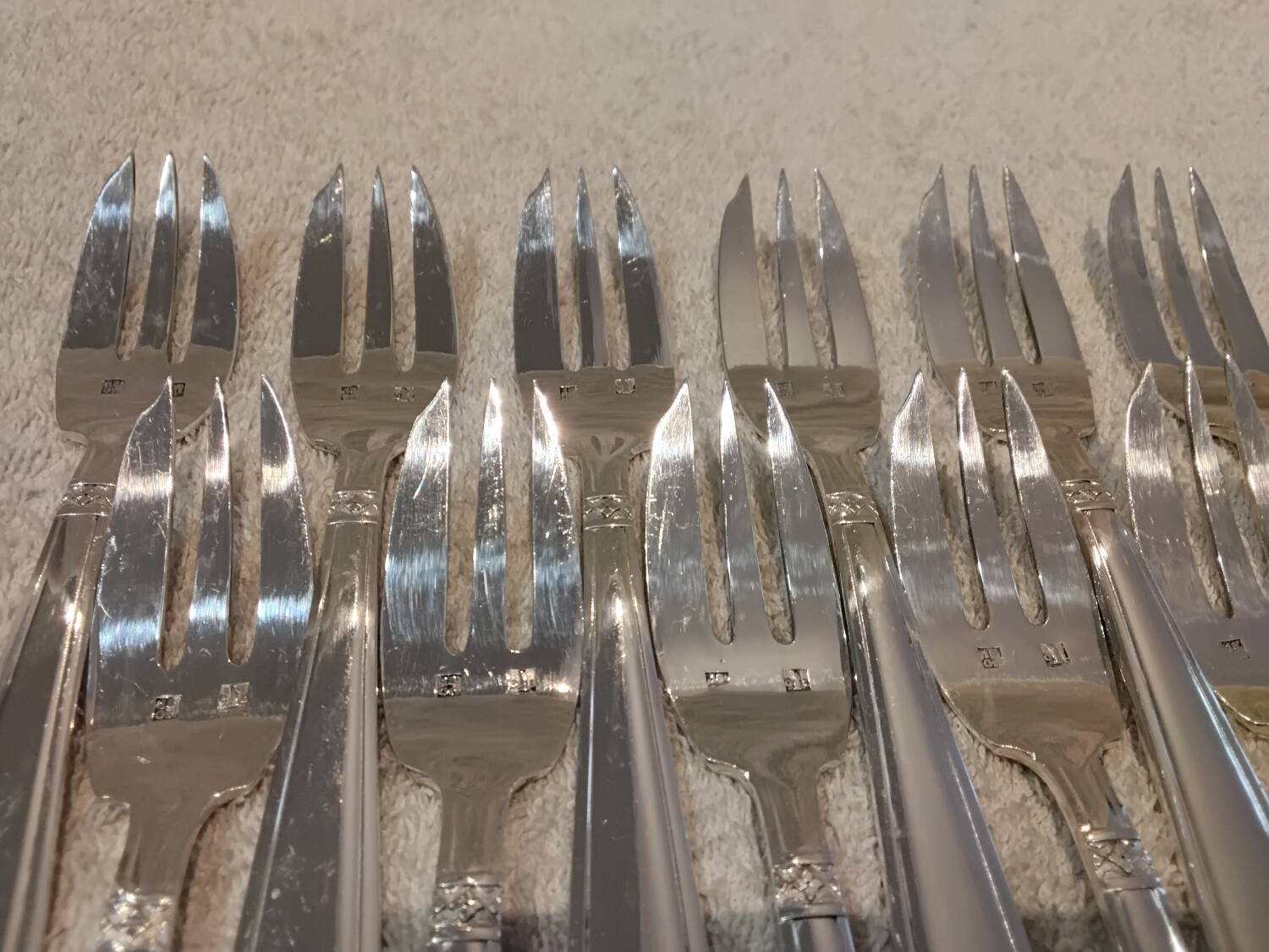 12 silver-plated metal cake forks Liberty Grand Prix