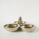 Triple silver-plated metal pocket emptier, Pinecone model, 1950 - 23 X 11 cm