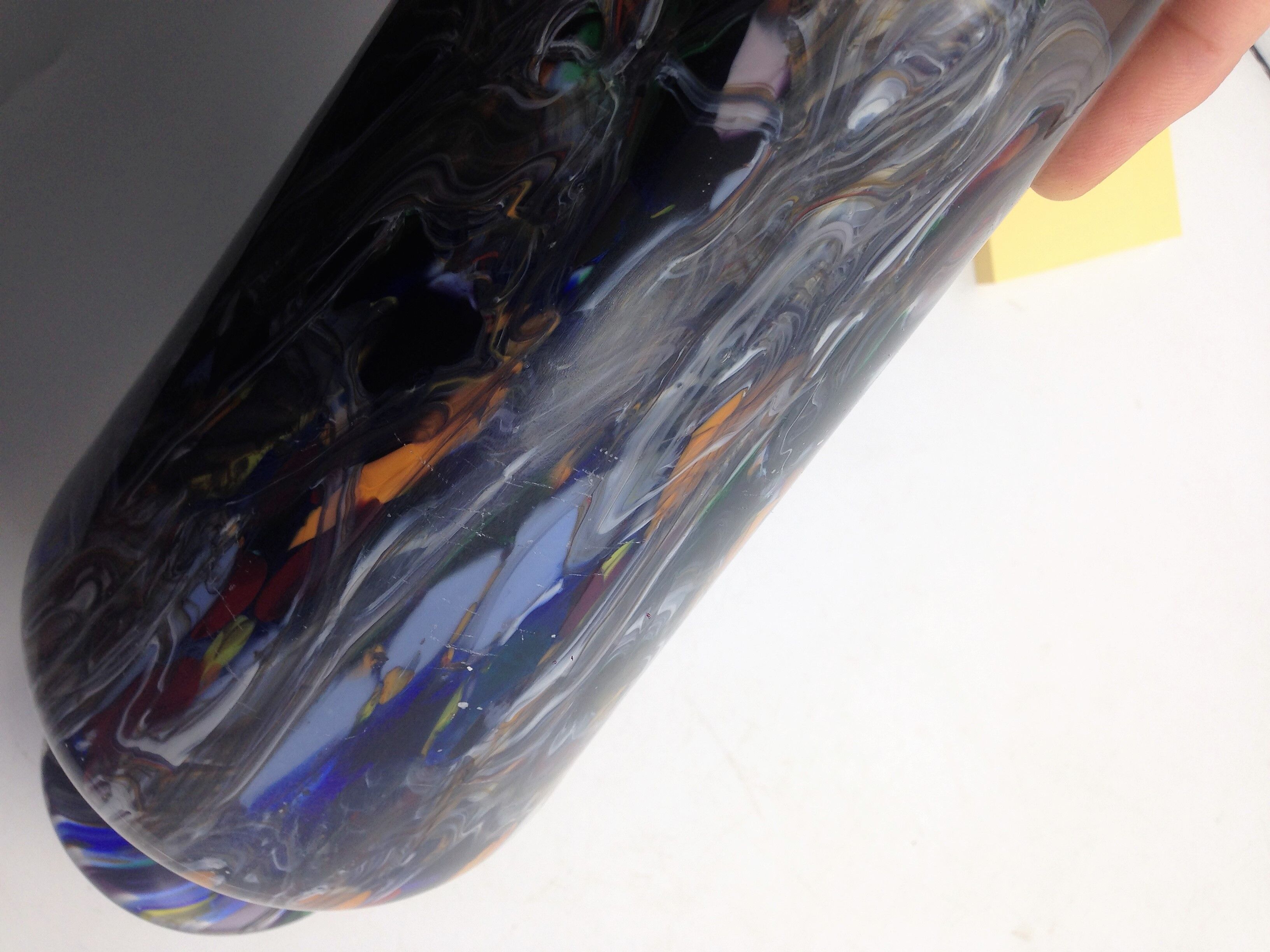Boheme vase in multicolored thick glass splashes height 27 cm