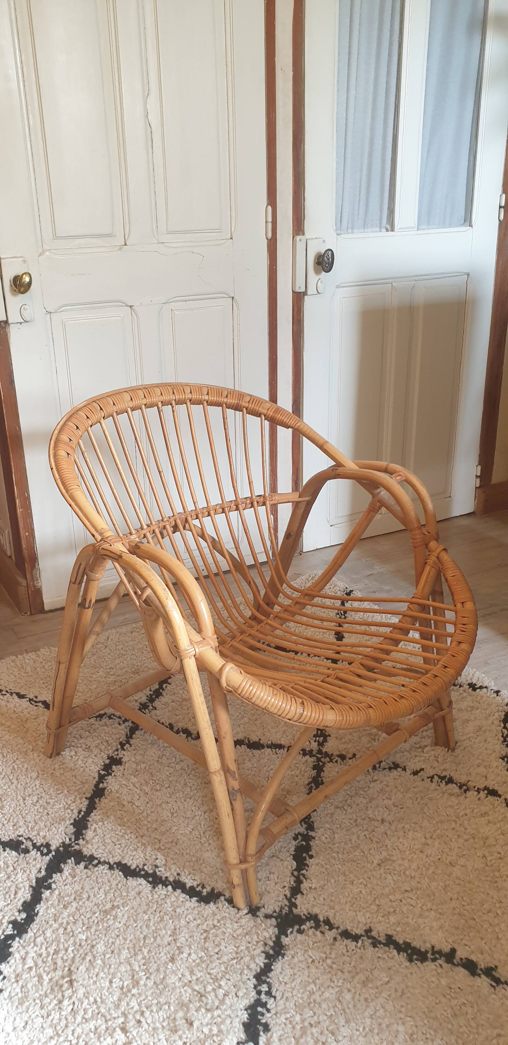 Rattan shell armchair