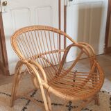 Rattan shell armchair