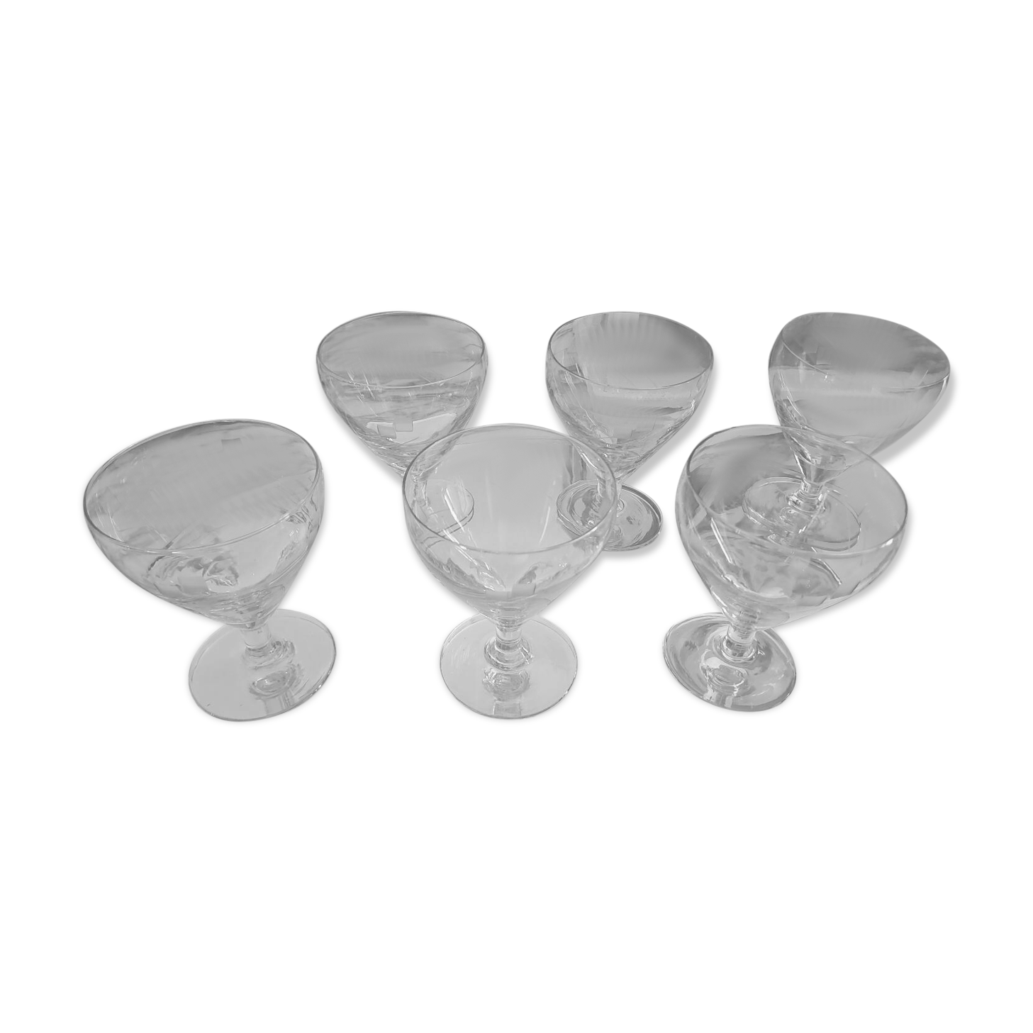 6 verres à vin gravés style bistro en verre soufflé